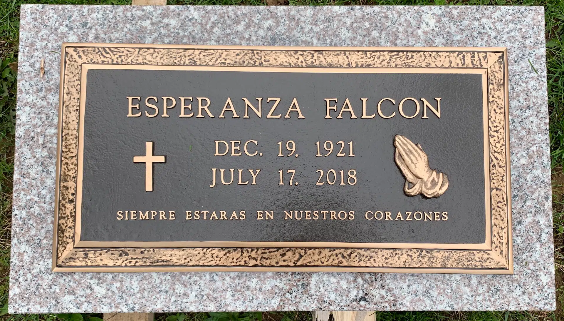Bronze Burial Plaque hand-carved by Burial Plaque Shop in NJ — image 2